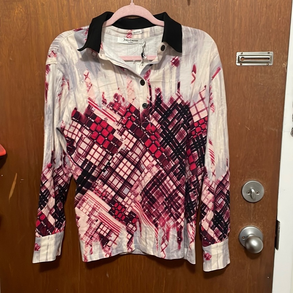 NWT Juicy Couture Tie Dye Plaid Blouse